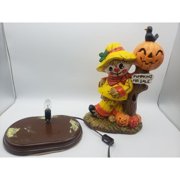 Halloween Ceramic Scarecrow Jack O Lantern Pumpkins For Sale Fall Decor Vintage - Picture 2 of 11